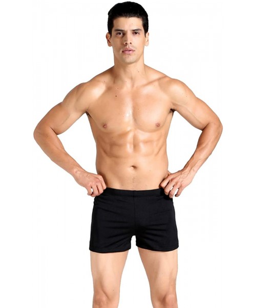 Briefs Men Swimwear Square Leg Swimsuits Swim Bikini Board Shorts Trunks - Black - C618H6GESDN