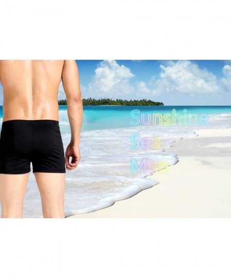 Briefs Men Swimwear Square Leg Swimsuits Swim Bikini Board Shorts Trunks - Black - C618H6GESDN