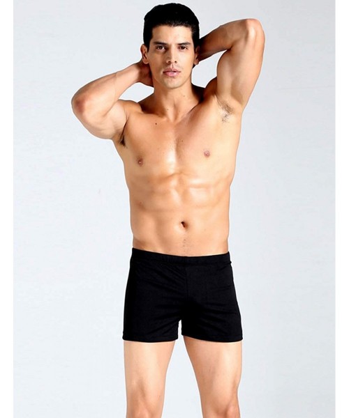 Briefs Men Swimwear Square Leg Swimsuits Swim Bikini Board Shorts Trunks - Black - C618H6GESDN