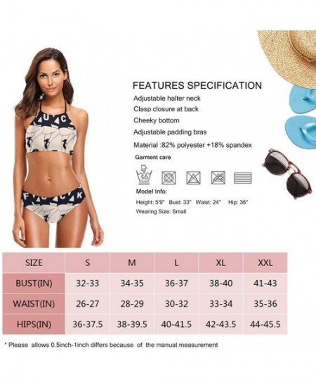 Sets Fuck You Middle Finger Swimwear for Women Girl Two Piece Bathing Suit Halter Bikini Set Swimsuit - Color9 - CZ199NEUH4Q