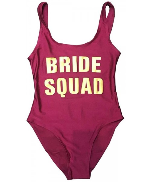 One-Pieces Bride One Piece Swimsuit Women Swimwear High Cut Bathing Suit Sexy Bodysuit Monokini Beach Wear Wedding Party Wine...