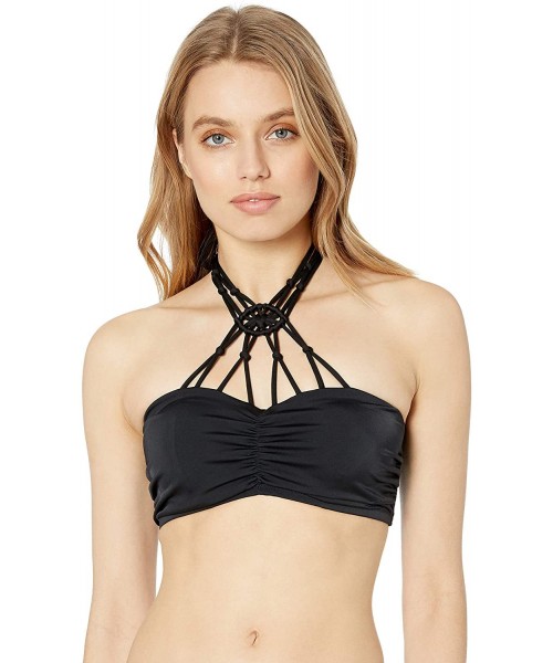 Tops Women's Macramé Molded Bandeau Underwire Bikini Top - Black - CP182HWH0G5