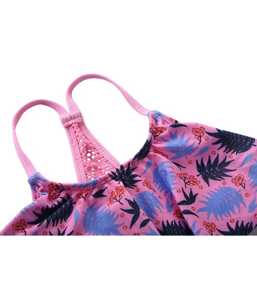 Sets Girl's Two Piece Swimsuit Floral Bikini Set Flounce Bathing Suit - Pink - CY18SUMWZIO