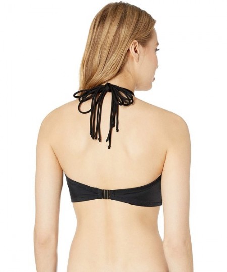 Tops Women's Macramé Molded Bandeau Underwire Bikini Top - Black - CP182HWH0G5