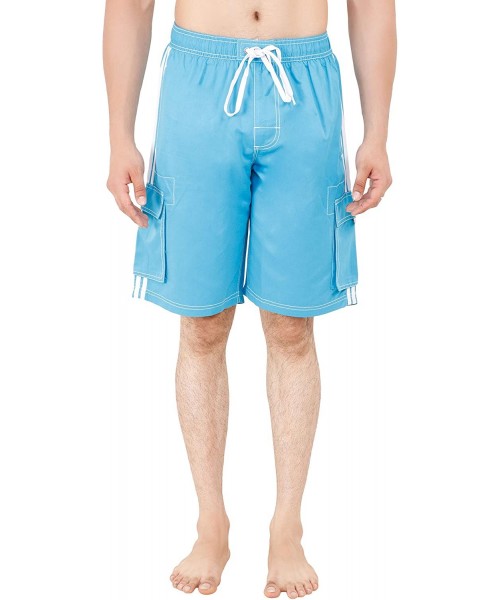 Trunks Swimming Trunks for Men Shorts with mesh Liner Beach Pocket Boardshort Swim Trunks - Turquoise - C618RMWM63U