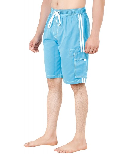 Trunks Swimming Trunks for Men Shorts with mesh Liner Beach Pocket Boardshort Swim Trunks - Turquoise - C618RMWM63U