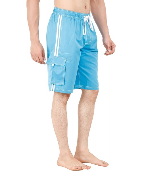 Trunks Swimming Trunks for Men Shorts with mesh Liner Beach Pocket Boardshort Swim Trunks - Turquoise - C618RMWM63U