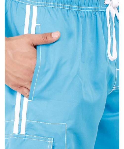 Trunks Swimming Trunks for Men Shorts with mesh Liner Beach Pocket Boardshort Swim Trunks - Turquoise - C618RMWM63U