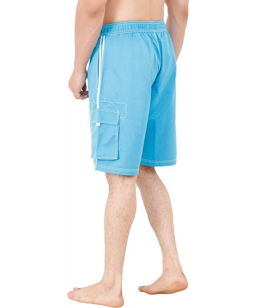 Trunks Swimming Trunks for Men Shorts with mesh Liner Beach Pocket Boardshort Swim Trunks - Turquoise - C618RMWM63U