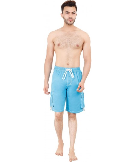 Trunks Swimming Trunks for Men Shorts with mesh Liner Beach Pocket Boardshort Swim Trunks - Turquoise - C618RMWM63U