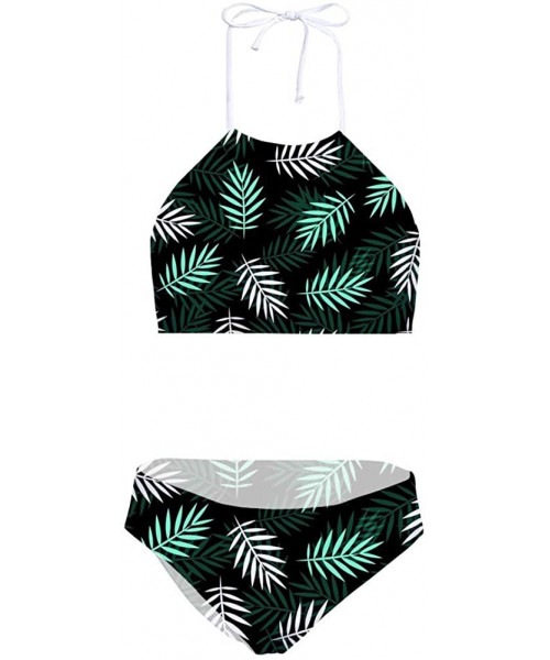 Sets Women Swimsuit Beach Swimwear Tie Halter Padding Bikini Set Bathing Suit Tropical Plants Pineapple Pattern Two Piece - L...