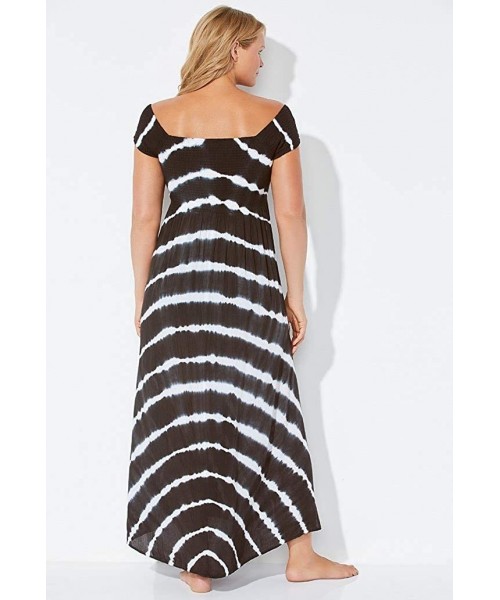 Cover-Ups Women's Plus Size Harper Tie Dye Cover Up Maxi Dress - Black White Tie Dye. - CG18LRH996K