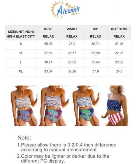 Sets Womens 2 Pieces Bandeau Bikini Swimsuits Off Shoulder High Waist Bathing Suit - Usa Flag - CB18SQO7E4I