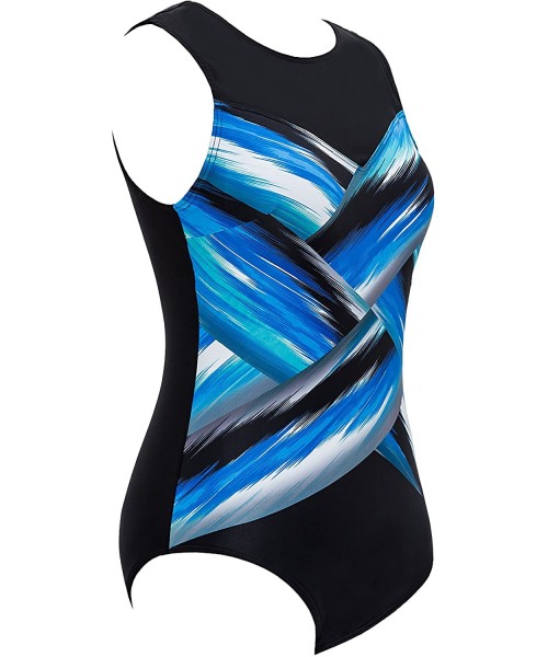 One-Pieces 1 Piece Bathing Suits for Women Slimming Plus Size Sports Athletic Swimsuit - Sky Blue - CU18NUXS5YM