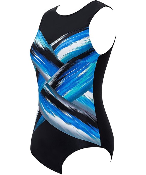 One-Pieces 1 Piece Bathing Suits for Women Slimming Plus Size Sports Athletic Swimsuit - Sky Blue - CU18NUXS5YM