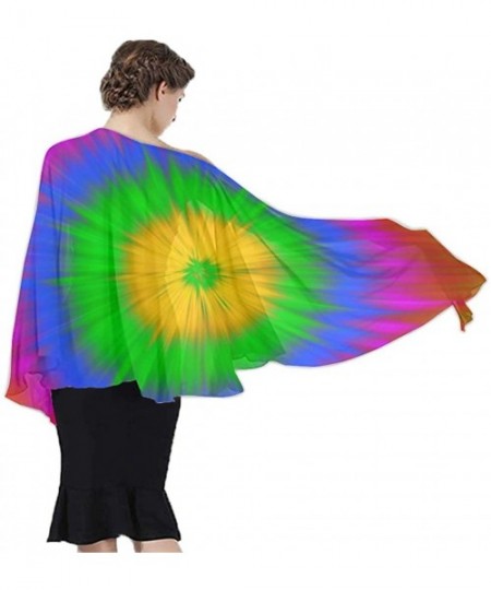 Cover-Ups Women Chiffon Scarf Sunscreen Shawl Wrap Swimsuit Cover Up Beach Sarongs - Colors Rainbow Tie Dye - C319C4CMR2T