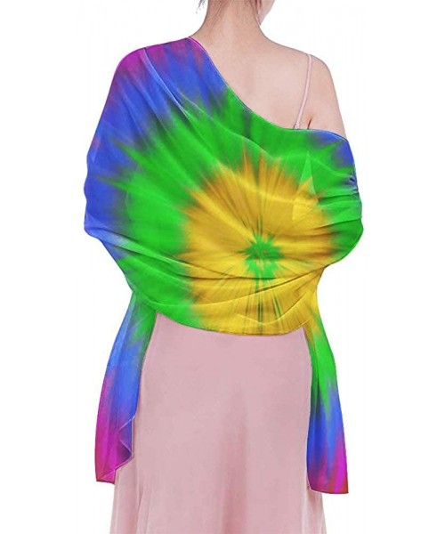 Cover-Ups Women Chiffon Scarf Sunscreen Shawl Wrap Swimsuit Cover Up Beach Sarongs - Colors Rainbow Tie Dye - C319C4CMR2T