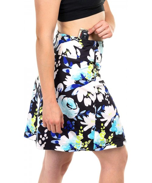 Cover-Ups Womens Cover Up Skirt 2-in-1 Wrap Around Swim Coverup - Hawaii Beach Length - Black Floral / Royal Blue - C01999SLZ2T