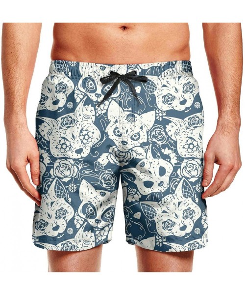 Board Shorts Mens Summer Cool Quick Dry Board Shorts Daisy Floral on Wooden Board Swim Trunks Bathing Suit with Side Pockets ...