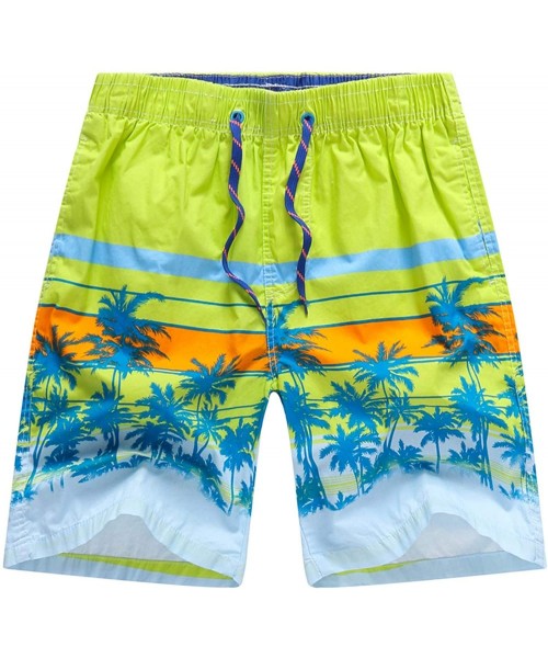 Board Shorts Men's Swimming Trunks Surfing Board Shorts Quick Dry Drawstring Beach Boardshorts - Green - C618TKU5LUC