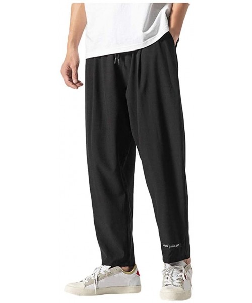 Trunks Men Casual Pants Relaxed-fit Straight-Leg Trouser Fashion Loose Joggers Sweatpants - Black - CW18UYUGX6I