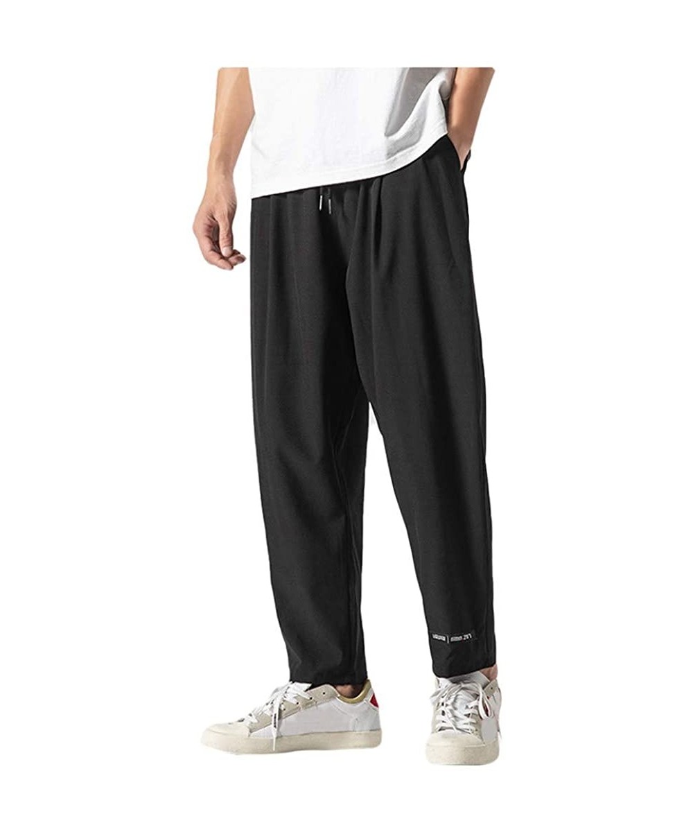 Trunks Men Casual Pants Relaxed-fit Straight-Leg Trouser Fashion Loose Joggers Sweatpants - Black - CW18UYUGX6I