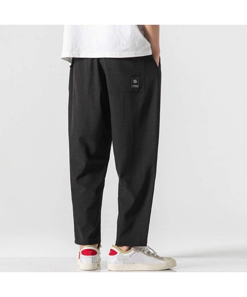 Trunks Men Casual Pants Relaxed-fit Straight-Leg Trouser Fashion Loose Joggers Sweatpants - Black - CW18UYUGX6I