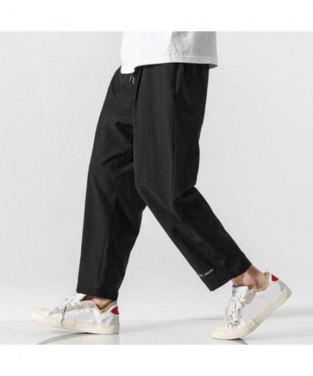 Trunks Men Casual Pants Relaxed-fit Straight-Leg Trouser Fashion Loose Joggers Sweatpants - Black - CW18UYUGX6I