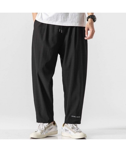 Trunks Men Casual Pants Relaxed-fit Straight-Leg Trouser Fashion Loose Joggers Sweatpants - Black - CW18UYUGX6I