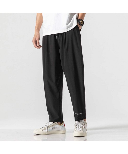 Trunks Men Casual Pants Relaxed-fit Straight-Leg Trouser Fashion Loose Joggers Sweatpants - Black - CW18UYUGX6I