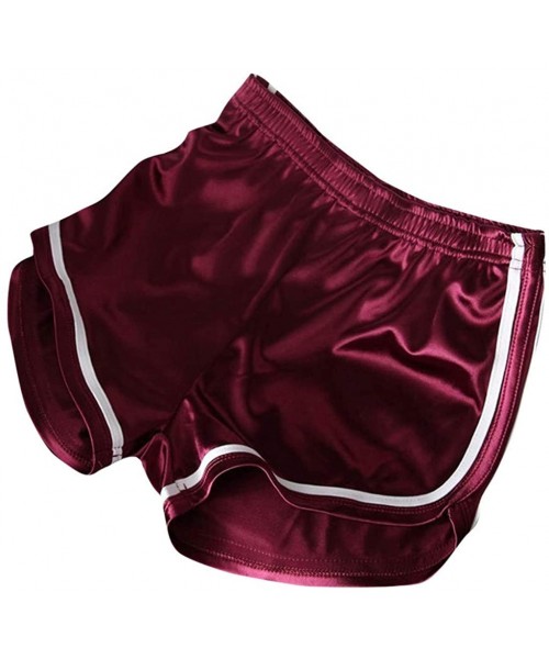 Board Shorts Womens High Waist Yoga Shorts Workout Running Athletic Shorts Non See-Through Bike Pants - Wine - CI190U4MG49