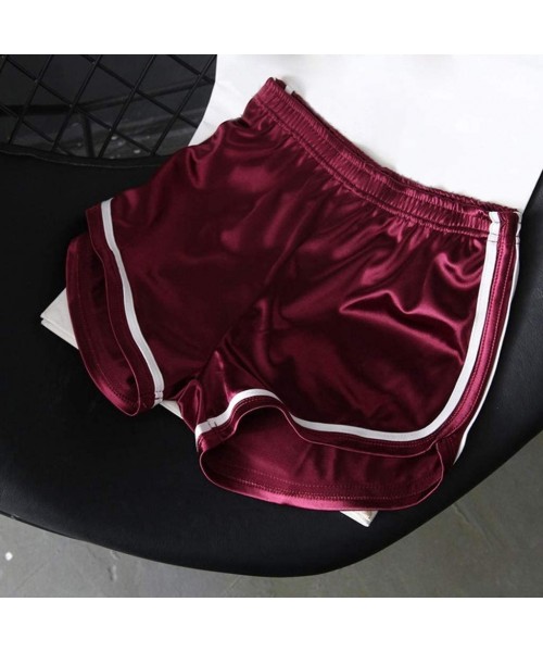 Board Shorts Womens High Waist Yoga Shorts Workout Running Athletic Shorts Non See-Through Bike Pants - Wine - CI190U4MG49