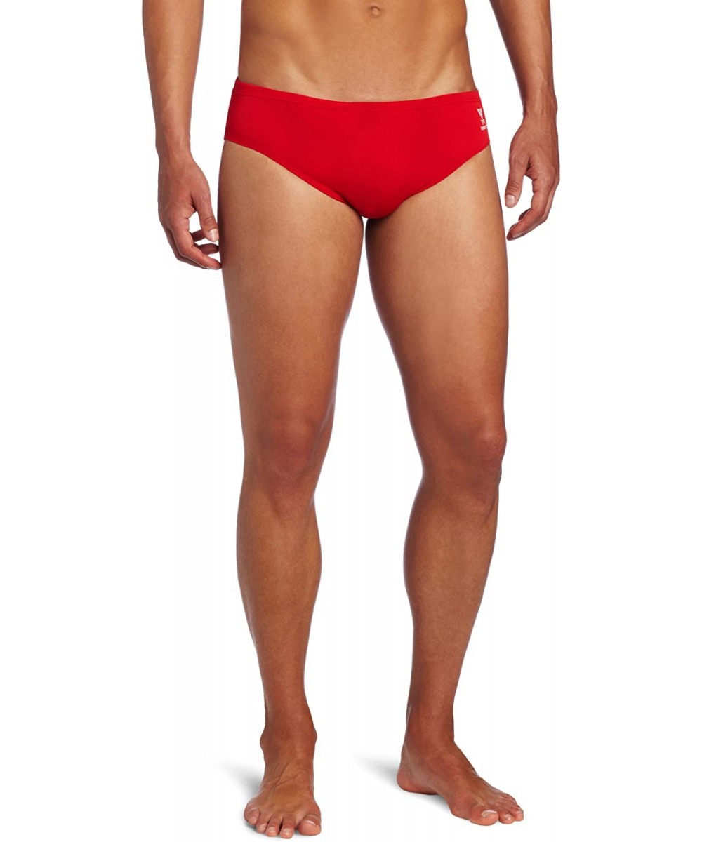 Racing Sport Men's Solid Durafast Racer Swim Suit - Red - CA111DTP6BR