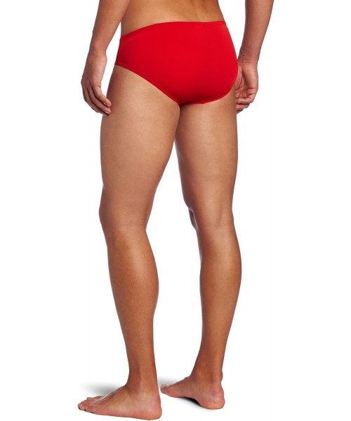 Racing Sport Men's Solid Durafast Racer Swim Suit - Red - CA111DTP6BR