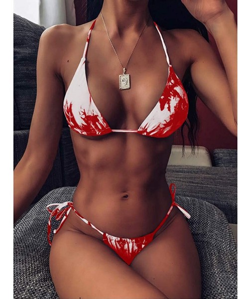 Sets Tie Dye Swimsuits for Women Girls 2020 Summer Two Piece Bikini Sets Crop Top High Waisted Swimwear Bathing Suits - 5 - R...