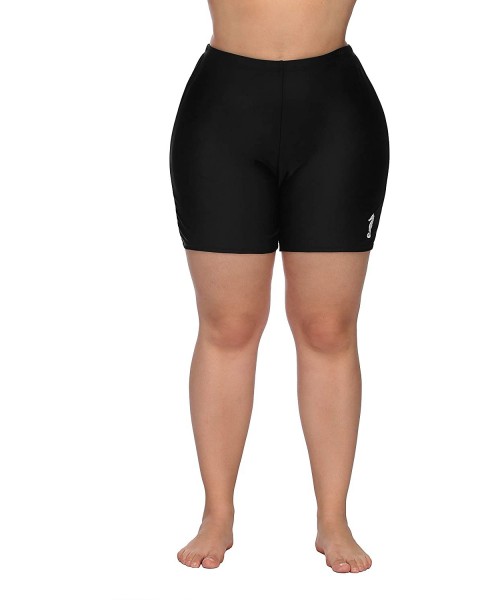 Tankinis Women Plus Size Swim Shorts High Waist Board Shorts Stretchy Swimsuit Bottoms - Black Seahorse - CU18GO85AEU