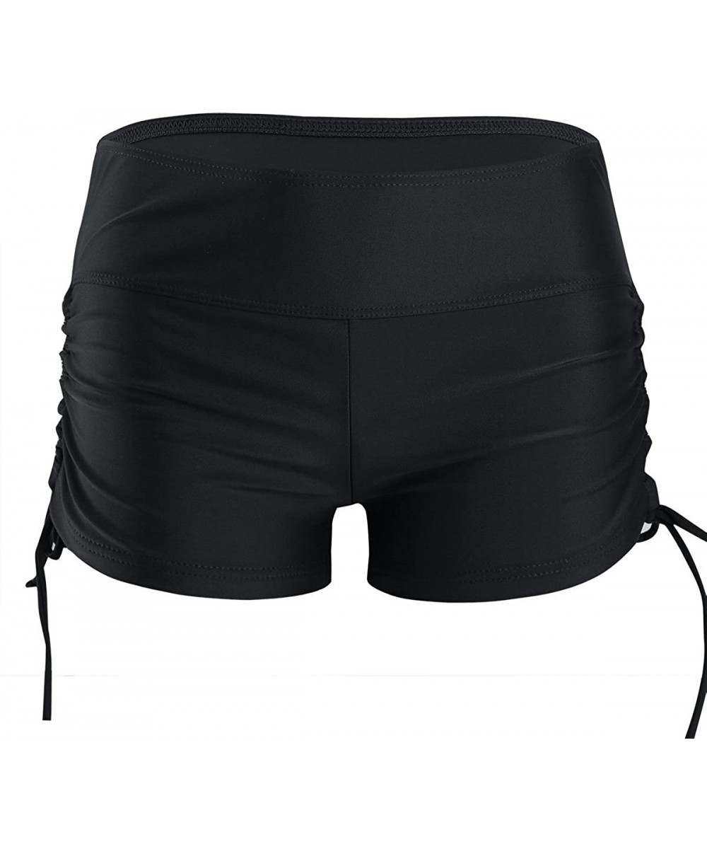 Board Shorts Women's Swim Boardshorts Beach Bikini Bottoms Short Swimwear with Side Ties - Black - CV18Q4IRXAA