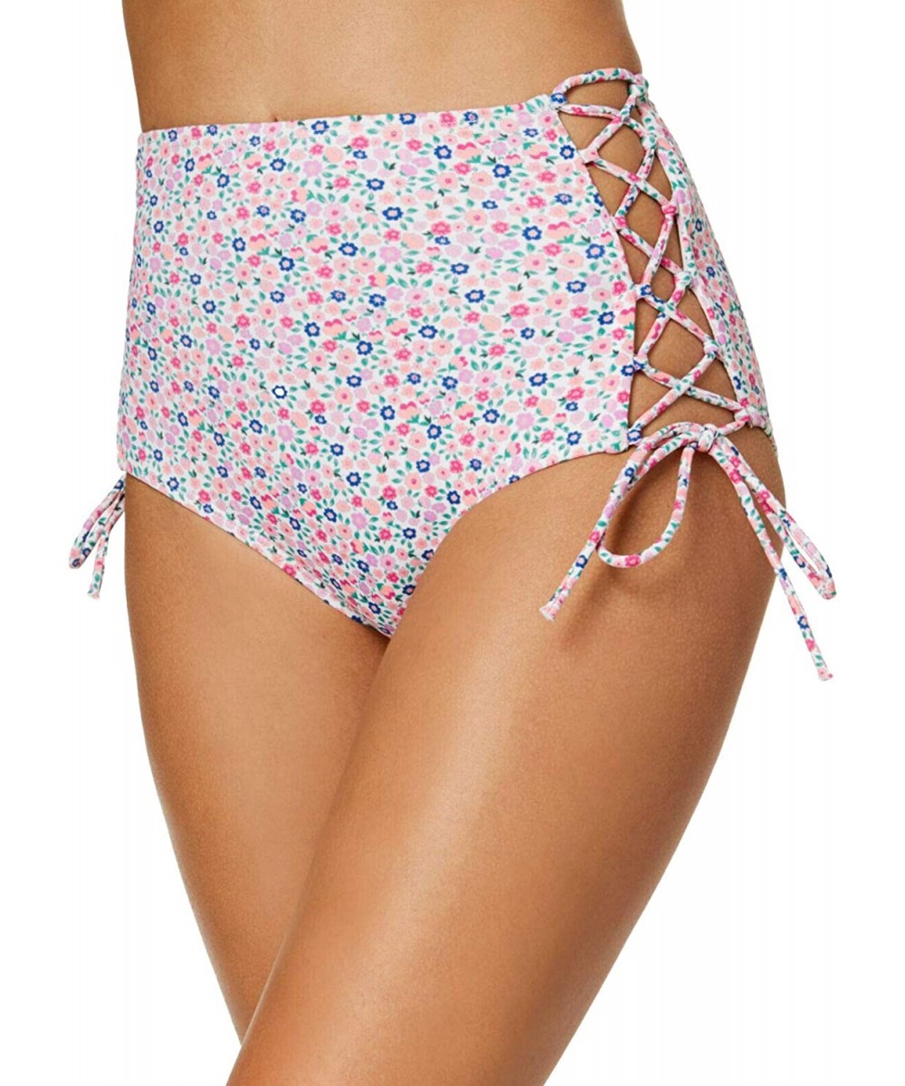 Tankinis Womens Stella High Waist Floral Bikini Swim Bottom - White - CI18RXINZX2