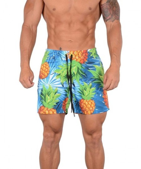 Trunks Swim Shorts for Men | Quick Dry Trunks | Exclusive Designer Anti Chafe Swimwear with Zipper Pocket | 110 - Pineapple -...