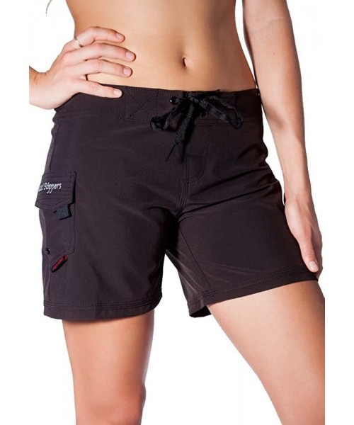 Board Shorts Women's 5" 4-Way Stretch Swim Shorts Boardshorts - Black - CB11UAH9Q8L