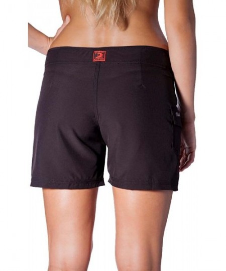 Board Shorts Women's 5" 4-Way Stretch Swim Shorts Boardshorts - Black - CB11UAH9Q8L