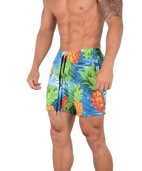 Trunks Swim Shorts for Men | Quick Dry Trunks | Exclusive Designer Anti Chafe Swimwear with Zipper Pocket | 110 - Pineapple -...