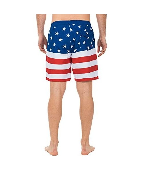 Trunks Men's American Flag Swim Trunks - Patriotic USA Stars and Stripes Swim Suit - CK18CHYS82S