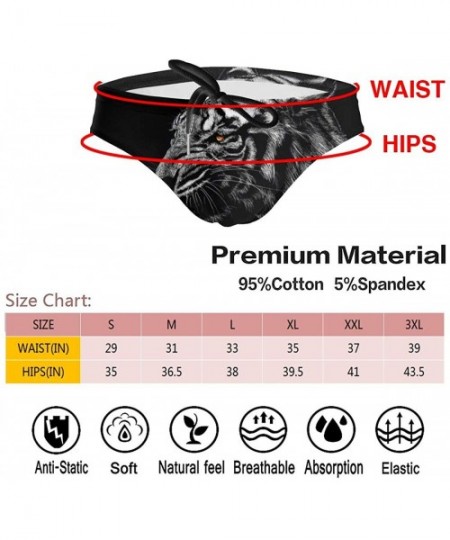 Briefs Men's Low Waist Swim Beach Briefs Breathable Bikini Trunk - Animal Tiger King Black - C519773TL3K