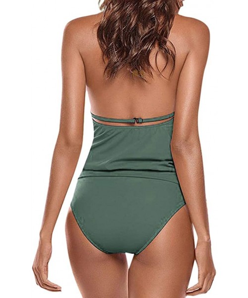 Sets Casual Swimsuits for Womens Swimming Costume Padded Swimsuit Monokini Push Up Bikini Sets Swimwear - C-green - CB18UDIRTMS