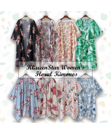 Cover-Ups Womens Floral Chiffon Casual Cardigan - Bikini Half Sleeve Kimono Shawl Sun Protection Blouses Beach Wear Cover ups...