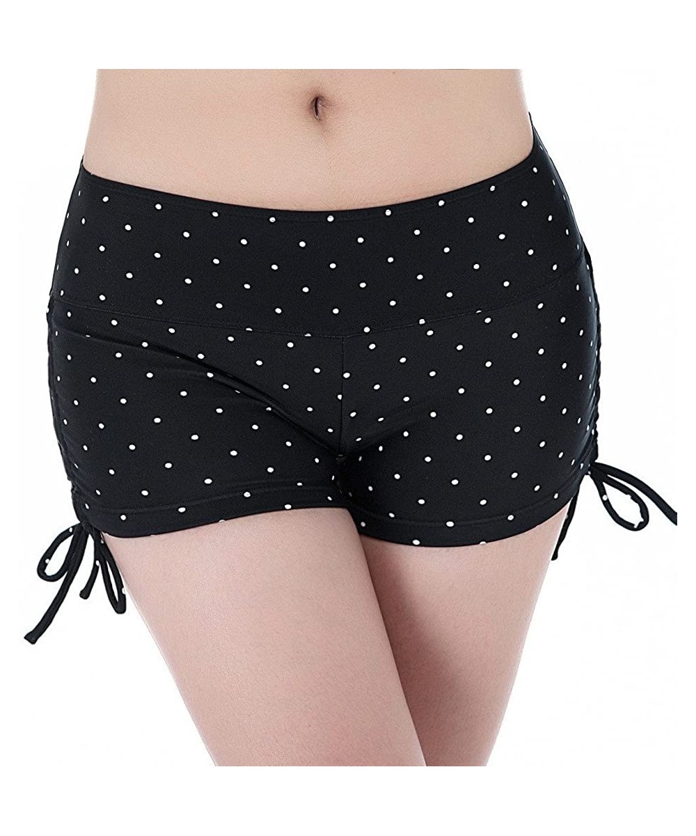 Bottoms Women's Girls Swim Shorts Yoga Bikini Bottoms with Adjustable Ties - Black White - CZ12O6VDP63