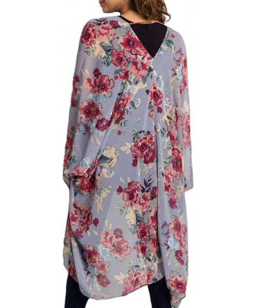 Cover-Ups Women's Beach Cover up Swimsuit Kimono Casual Cardigan with Bohemian Floral Print - Gr1 - CW194CX93GY