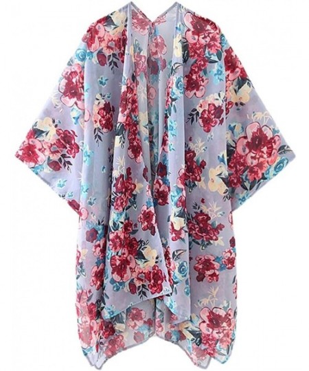 Cover-Ups Women's Beach Cover up Swimsuit Kimono Casual Cardigan with Bohemian Floral Print - Gr1 - CW194CX93GY