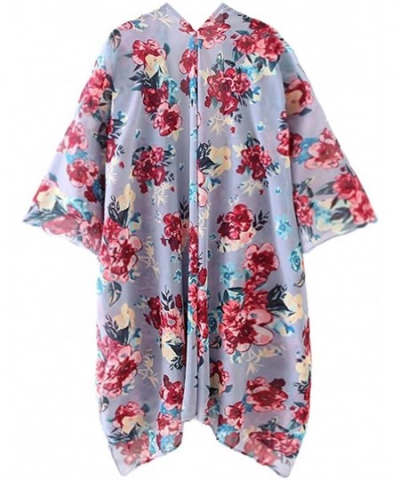 Cover-Ups Women's Beach Cover up Swimsuit Kimono Casual Cardigan with Bohemian Floral Print - Gr1 - CW194CX93GY